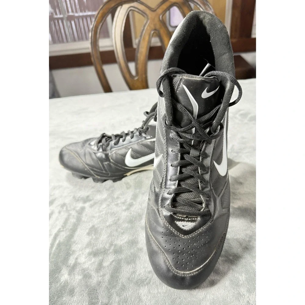 Nike Football Cleat Shoes Mens Size 13‎ Black White Mid Molded 375559-011